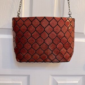 BNWT Patrizia Luca red glitter crossbody bag